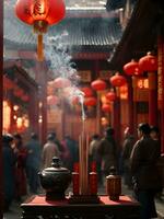 chinese lanterns in the chinese temple photo