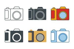 Camera icon collection with different styles. Photo camera icon symbol vector illustration isolated on white background