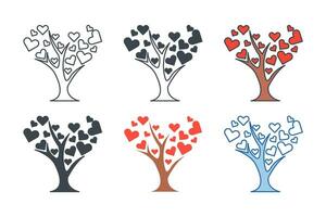 árbol con corazón icono colección con diferente estilos. corazón árbol icono símbolo vector ilustración aislado en blanco antecedentes