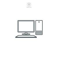 escritorio computadora icono símbolo vector ilustración aislado en blanco antecedentes