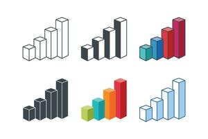 Bar chart icon collection with different styles. Graph chart icon symbol vector illustration isolated on white background