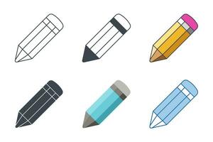 Pencil icon collection with different styles. Pencil icon symbol vector illustration isolated on white background