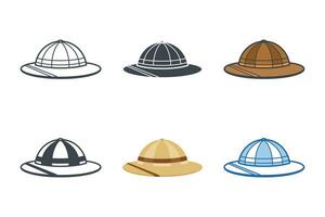 Safari Hat icon collection with different styles. cork helmet icon symbol vector illustration isolated on white background