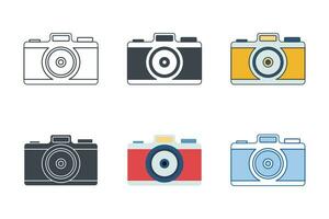 Camera icon collection with different styles. Camera icon symbol vector illustration isolated on white background