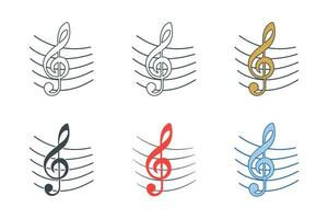 Music Note icon collection with different styles. Tone music icon symbol vector illustration isolated on white background