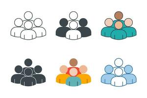 Group icon collection with different styles. crowd of people icon symbol vector illustration isolated on white background