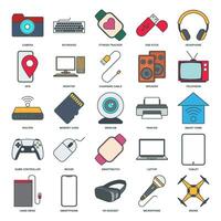 dispositivo icono colocar, incluido íconos como computadora portátil, zumbido, vocero, gamepad y más símbolos recopilación, logo aislado vector ilustración