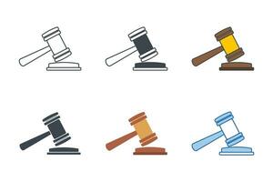 Auction Gavel icon collection with different styles. Hammer icon symbol vector illustration isolated on white background