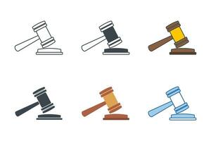 Auction Gavel icon collection with different styles. Hammer icon symbol vector illustration isolated on white background