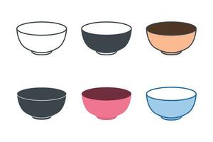 Bowl icon collection with different styles. Bowl icon symbol vector illustration isolated on white background