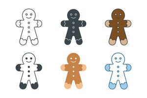 Christmas gingerbread man icon collection with different styles. Gingerbread icon symbol vector illustration isolated on white background