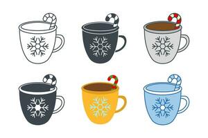 caliente chocolate icono colección con diferente estilos. invierno Navidad tazas con bebidas icono símbolo vector ilustración aislado en blanco antecedentes