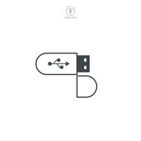 USB palo icono símbolo vector ilustración aislado en blanco antecedentes