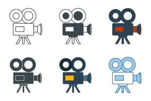 video camera icon collection with different styles. Film camera, Movie camera icon symbol vector illustration isolated on white background