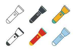 Flashlight icon collection with different styles. Torch icon symbol vector illustration isolated on white background