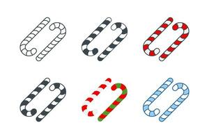 Candy Cane icon collection with different styles. Christmas candy canes. Christmas stick icon symbol vector illustration isolated on white background