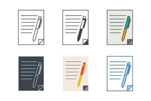 Document with a Pen icon collection with different styles. contracts icon symbol vector illustration isolated on white background