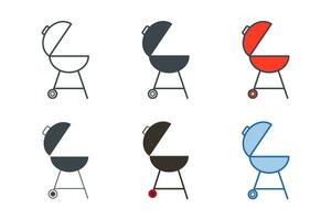 BBQ Grill icon collection with different styles. Outdoor grill icon symbol vector illustration isolated on white background