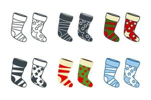 Christmas Stocking icon collection with different styles. Christmas Sock icon symbol vector illustration isolated on white background