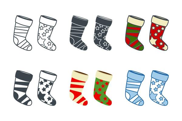 Christmas Stocking icon collection with different styles. Christmas Sock icon symbol vector illustration isolated on white background