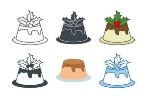 Christmas pudding with holly berry icon collection with different styles. Christmas Pudding icon symbol vector illustration isolated on white background