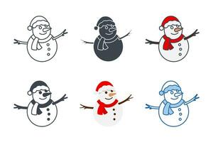 Snowman icon collection with different styles. Christmas winter cold snowman icon symbol vector illustration isolated on white background