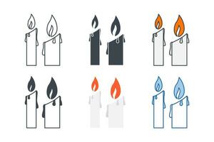 Candle icon collection with different styles. Easter Candle icon symbol vector illustration isolated on white background