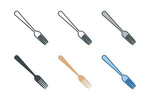 Fork icon collection with different styles. Fork icon symbol vector illustration isolated on white background