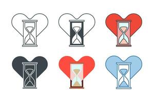 reloj de arena con corazón icono colección con diferente estilos. hora a amor icono símbolo vector ilustración aislado en blanco antecedentes