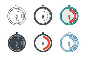 Timer icon collection with different styles. Stopwatch Timer icon symbol vector illustration isolated on white background