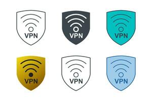 VPN icon collection with different styles. Virtual Private Network icon symbol vector illustration isolated on white background