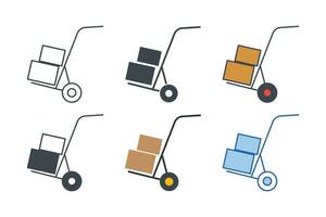 Trolley icon collection with different styles. Hand Truck icon symbol vector illustration isolated on white background