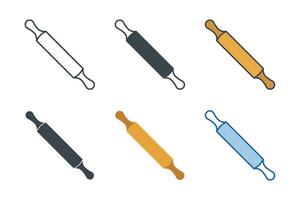 Rolling Pin icon collection with different styles. Kitchen or bakery tools icon symbol vector illustration isolated on white background