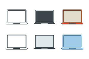ordenador portátil icono colección con diferente estilos. ordenador portátil computadora monitor icono símbolo vector ilustración aislado en blanco antecedentes
