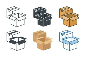 Box icon collection with different styles. Package icon symbol vector illustration isolated on white background