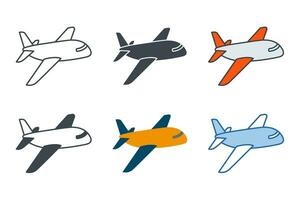 Airplane icon collection with different styles. Airplane icon symbol vector illustration isolated on white background