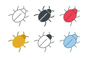 Bug icon collection with different styles. computer virus or malware icon symbol vector illustration isolated on white background