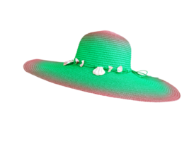 red green beach straw hat  PNG transparent