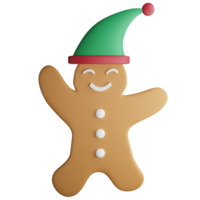 Pão de gengibre feliz homem clipart plano Projeto ícone isolado em transparente fundo, 3d render Natal e Novo ano conceito png