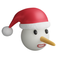 Snowman's face clipart flat design icon isolated on transparent background, 3D render Christmas and New year concept png