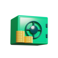 money safe with coins 3d illustration png