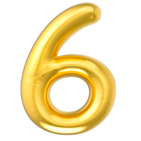 6 Number Party decoration gold balloon png