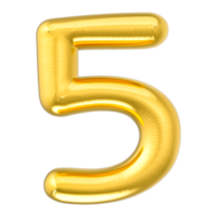 5 Number Party decoration gold balloon png