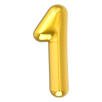1 Number Party decoration gold balloon png