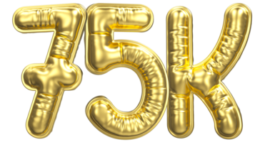 Ballon Folgen Nummer 75k Gold 3d machen png