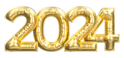 contento nuevo año 2024 3d hacer png