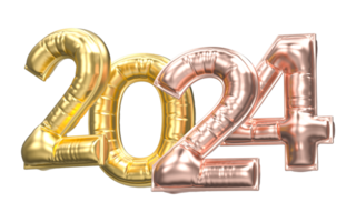 Happy New Year 2024 3D Render png