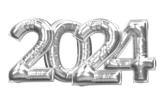 contento nuevo año 2024 3d hacer png