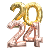 Happy New Year 2024 3D Render png