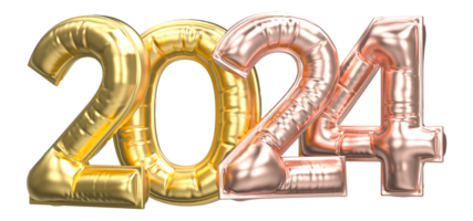 Happy New Year 2024 3D Render png